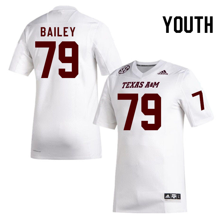 Youth #79 James Bailey Texas A&M Aggies College Football Jerseys Stitched Sale-White - Click Image to Close
